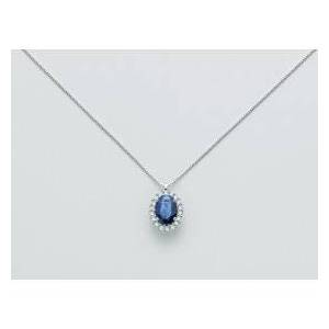COLLANA MILUNA ZAFFIRO E DIAMANTI In Oro Bianco 18 KT 750%/1000 CLD4093 - 1