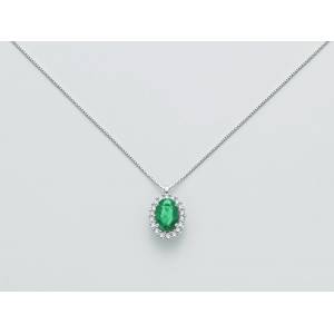 COLLANA MILUNA SMERALDO E DIAMANTI In Oro Bianco 18 KT 750%/1000 CLD4101 - 1