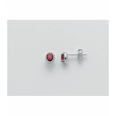ORECCHINI MILUNA RUBINO E DIAMANTI In Oro Bianco 18 KT 750%/1000 ERD2395 - 1
