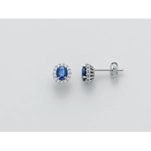 ORECCHINI MILUNA ZAFFIRO E DIAMANTI In Oro Bianco 18 KT 750%/1000 ERD2393 - 1