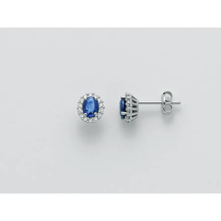 ORECCHINI MILUNA ZAFFIRO E DIAMANTI In Oro Bianco 18 KT 750%/1000 ERD2393 - 1