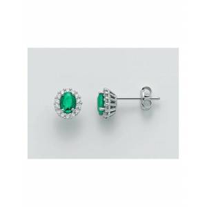 ORECCHINI MILUNA SMERALDO E DIAMANTI In Oro Bianco 18 KT 750%/1000 ERD2401 - 1