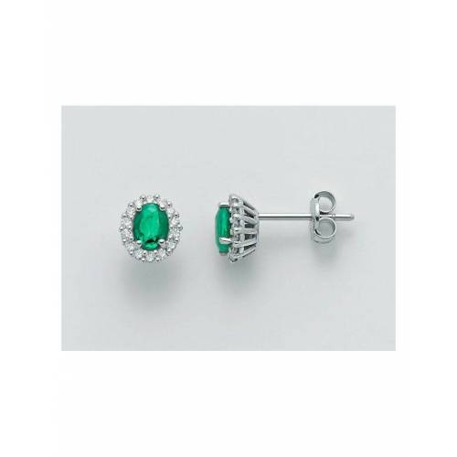 ORECCHINI MILUNA SMERALDO E DIAMANTI In Oro Bianco 18 KT 750%/1000 ERD2401 - 1