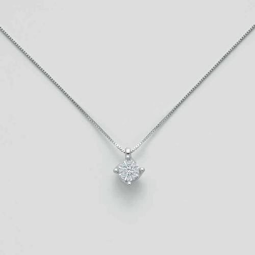 COLLANA MILUNA PUNTO LUCE In Oro Bianco 18 KT 750%/1000 E DIAMANTI CLD4105 - 1