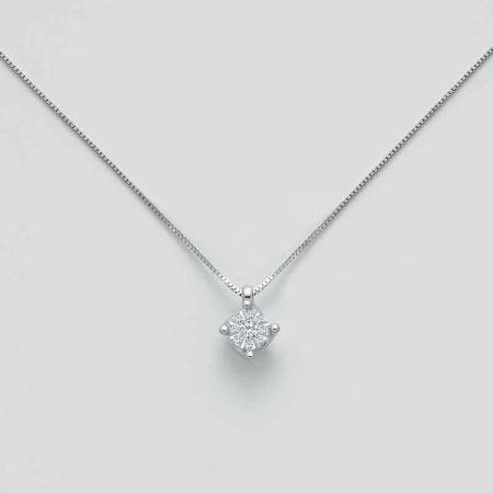 COLLANA MILUNA PUNTO LUCE In Oro Bianco 18 KT 750%/1000 E DIAMANTI CLD4106 - 1