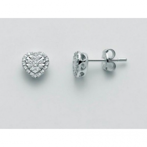 ORECCHINI MILUNA PUNTO LUCE Cuore In Oro Bianco 18 KT 750%/1000 E DIAMANTI ERD2479 - 1