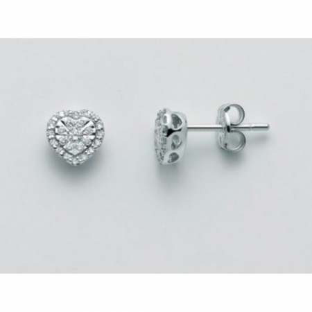 ORECCHINI MILUNA PUNTO LUCE Cuore In Oro Bianco 18 KT 750%/1000 E DIAMANTI ERD2479 - 1