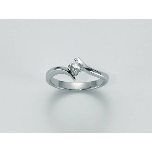 ANELLO MILUNA SOLITARIO Con DIAMANTE In Oro Bianco 18 KT 750%/1000 LID1588-D4 - 1