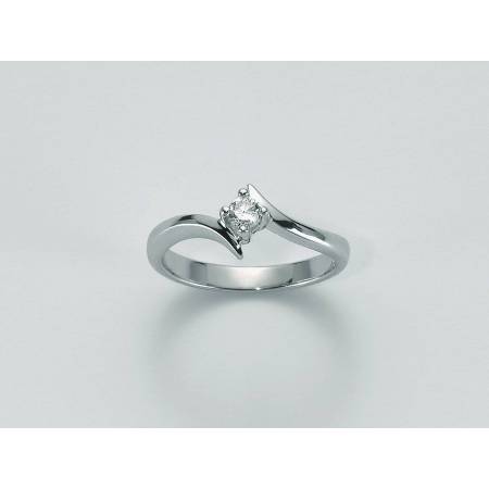ANELLO MILUNA SOLITARIO Con DIAMANTE In Oro Bianco 18 KT 750%/1000 LID1588-D4 - 1