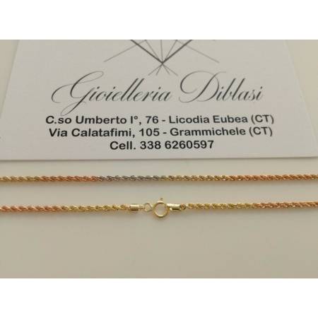 COLLANA In ORO GIALLO BIANCO ROSSO Donna Oro 18 KT 750% Modello CORDA Collier - 2