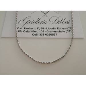 COLLANA ORO BIANCO 18 Kt 750% Donna Maglia Modello CORDA Laser COLLIER Girocollo - 1