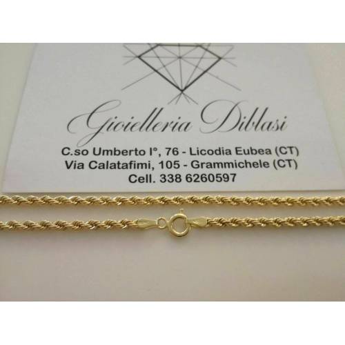 COLLANA ORO GIALLO 18 Karati 750% Modello CORDA LASER FUNE Uomo Donna Unisex - 2