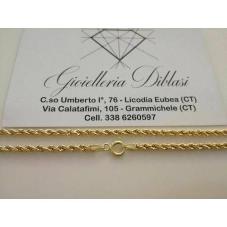 COLLANA ORO GIALLO 18 Karati 750% Modello CORDA LASER FUNE Uomo Donna Unisex - 2