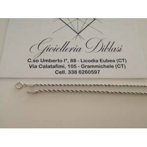 COLLANA ORO BIANCO 18 Kt 750% Donna Maglia Modello CORDA Laser COLLIER Girocollo - 1 2
