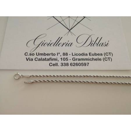 COLLANA ORO BIANCO 18 Kt 750% Donna Maglia Modello CORDA Laser COLLIER Girocollo - 2