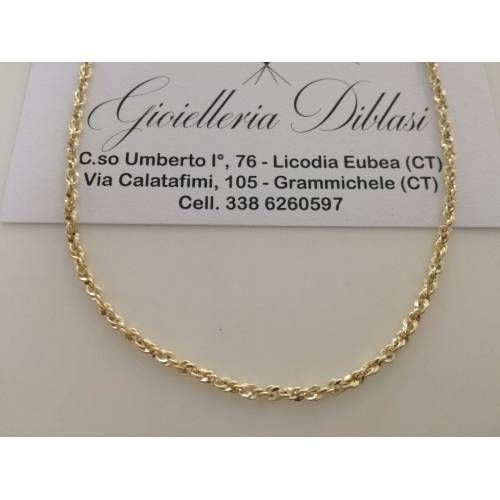 COLLANA In ORO GIALLO modello fune brillantinata Donna Oro 18 Karati 750% - 1