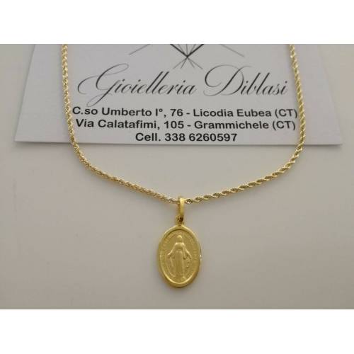 COLLANA E MEDAGLIA MADONNA Immacolata Miracolosa In ORO GIALLO 18 Karati 750% - 1