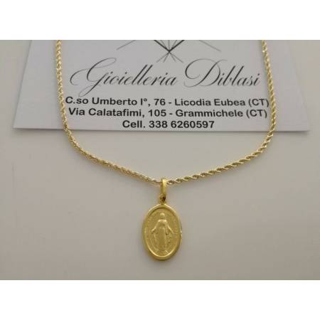 COLLANA E MEDAGLIA MADONNA Immacolata Miracolosa In ORO GIALLO 18 Karati 750% - 1