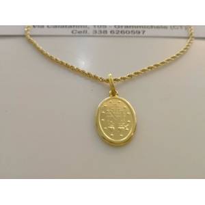 COLLANA E MEDAGLIA MADONNA Immacolata Miracolosa In ORO GIALLO 18 Karati 750% - 1 2