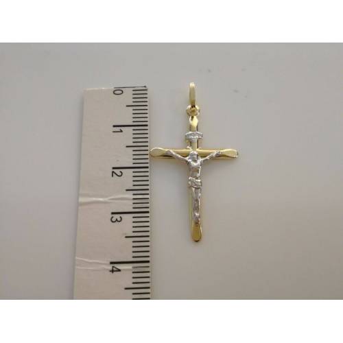 COLLANA Collier Con CROCEFISSO ORO GIALLO BIANCO 18 Karati 750% Unisex Bicolore - 3