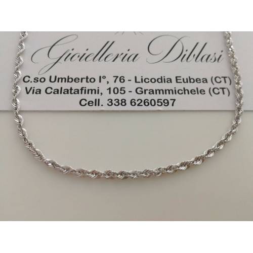 COLLANA IN ORO BIANCO MODELLO CORDA (FUNE) BRILLANTINATA (18KARATI - 750%) - 1