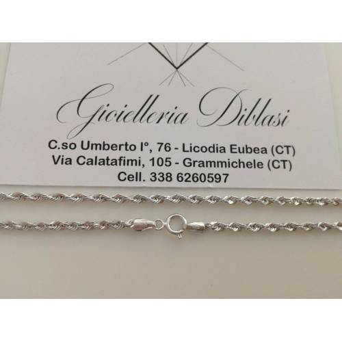 COLLANA IN ORO BIANCO MODELLO CORDA (FUNE) BRILLANTINATA (18KARATI - 750%) - 2