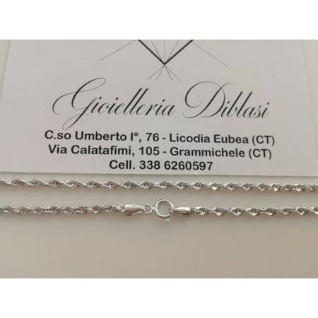 COLLANA IN ORO BIANCO MODELLO CORDA (FUNE) BRILLANTINATA (18KARATI - 750%) - 2