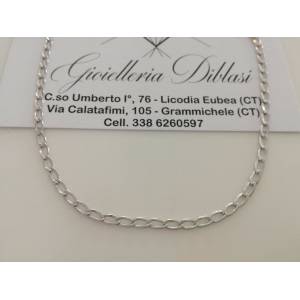 COLLANA In ORO BIANCO Unisex Oro 18 Karati 750% Catena Collier Made In Italy - 1