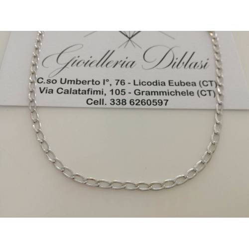 COLLANA In ORO BIANCO Unisex Oro 18 Karati 750% Catena Collier Made In Italy - 1