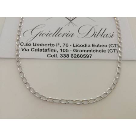 COLLANA In ORO BIANCO Unisex Oro 18 Karati 750% Catena Collier Made In Italy - 1