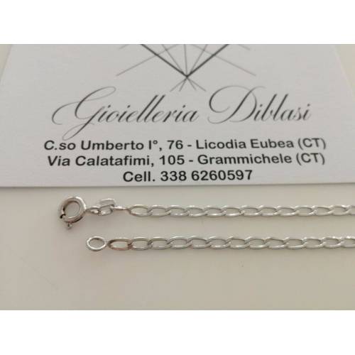 COLLANA In ORO BIANCO Unisex Oro 18 Karati 750% Catena Collier Made In Italy - 2