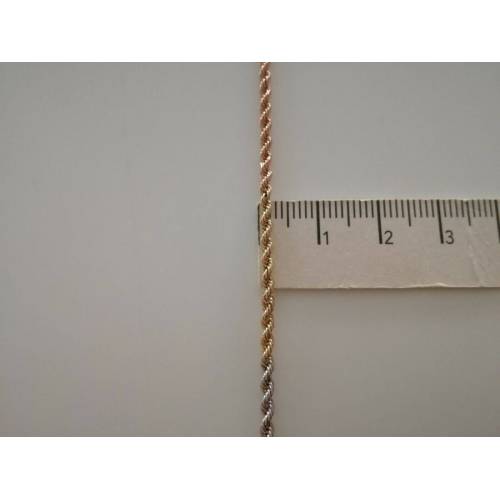 COLLANA Uomo Donna In ORO 18 KT 750% Giallo Bianco Rosso CORDA COLLIER Girocollo - 3