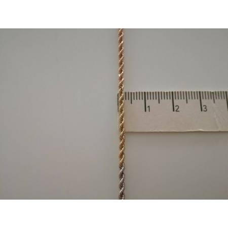COLLANA Uomo Donna In ORO 18 KT 750% Giallo Bianco Rosso CORDA COLLIER Girocollo - 3