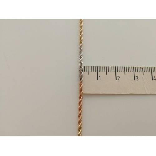 COLLANA In ORO GIALLO BIANCO ROSSO Unisex Oro 18 KT 750% Modello CORDA Collier - 3