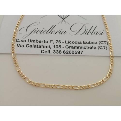 COLLANA ORO 18 KT 750% CATENA Uomo Donna Unisex Collier ORO Giallo Maglia 3+1 - 1