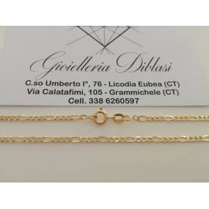 COLLANA ORO 18 KT 750% CATENA Uomo Donna Unisex Collier ORO Giallo Maglia 3+1 - 1 2