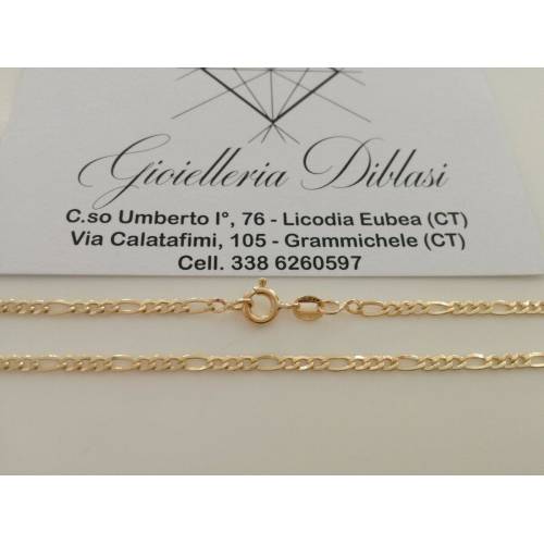 COLLANA ORO 18 KT 750% CATENA Uomo Donna Unisex Collier ORO Giallo Maglia 3+1 - 2