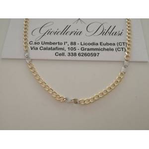 COLLANA ORO 18KT 750% Bicolore GIALLO BIANCO Uomo Donna Girocollo COLLIER CATENA - 1