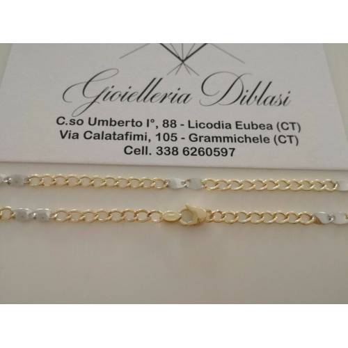 COLLANA ORO 18KT 750% Bicolore GIALLO BIANCO Uomo Donna Girocollo COLLIER CATENA - 2