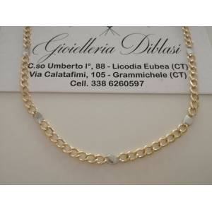COLLANA ORO 18KT 750% Bicolore GIALLO BIANCO Uomo Donna Girocollo COLLIER CATENA - 1