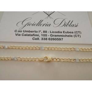 COLLANA ORO 18KT 750% Bicolore GIALLO BIANCO Uomo Donna Girocollo COLLIER CATENA - 1 2