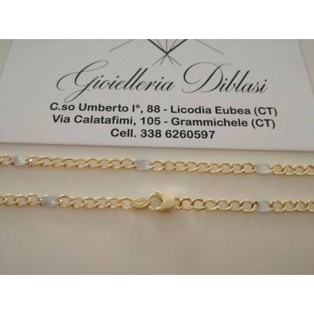 COLLANA ORO 18KT 750% Bicolore GIALLO BIANCO Uomo Donna Girocollo COLLIER CATENA - 2