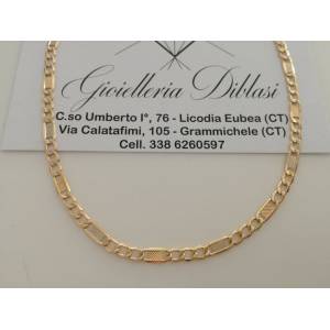 COLLANA ORO 18 Kt 750% COLLIER CATENA Uomo Donna Unisex Giallo Bianco bicolore - 1