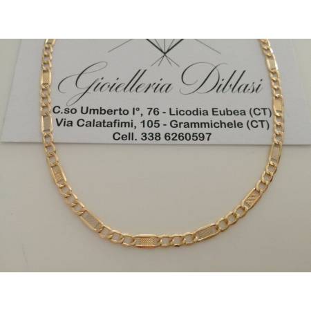 COLLANA ORO 18 Kt 750% COLLIER CATENA Uomo Donna Unisex Giallo Bianco bicolore - 1