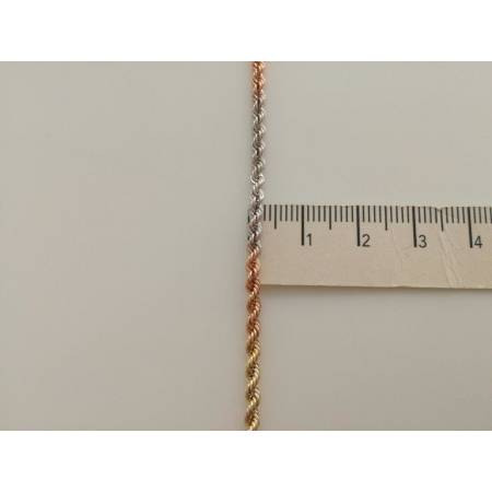 COLLANA In ORO GIALLO BIANCO ROSSO Donna Oro 18 KT 750% Modello CORDA Collier - 3