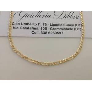 COLLANA ORO GIALLO 18 Karati 750% Uomo Donna CATENA Maglia 3+1 Collier Girocollo - 1