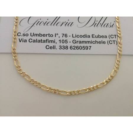 COLLANA ORO GIALLO 18 Karati 750% Uomo Donna CATENA Maglia 3+1 Collier Girocollo - 1