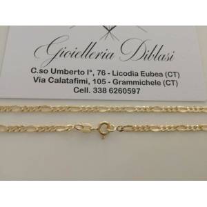 COLLANA ORO GIALLO 18 Karati 750% Uomo Donna CATENA Maglia 3+1 Collier Girocollo - 1 2