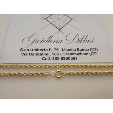 COLLANA In ORO GIALLO Modello CORDA (FUNE) Unisex Oro 18 KT 750% Made In Italy - 2