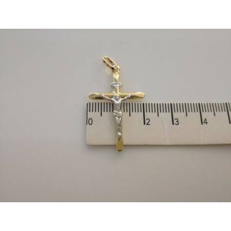 COLLANA Collier Con CROCEFISSO ORO GIALLO BIANCO 18 Karati 750% Unisex Bicolore - 2